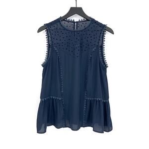 MODCLOTH Heart Tank Blouse Navy Blue L